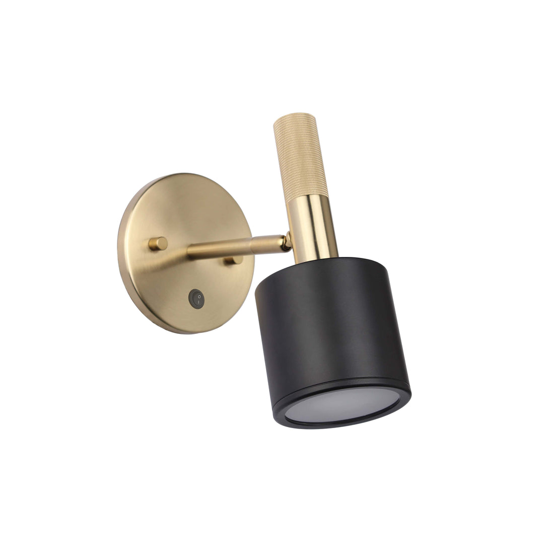 Rhoswen 1 Light Wall Sconce in Matte Black & Aged Brass by Dainolite