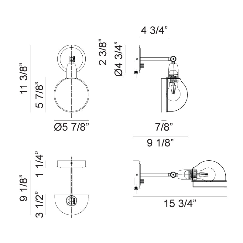Steel Frame with Adjustable Head Two Tone Wall Sconce