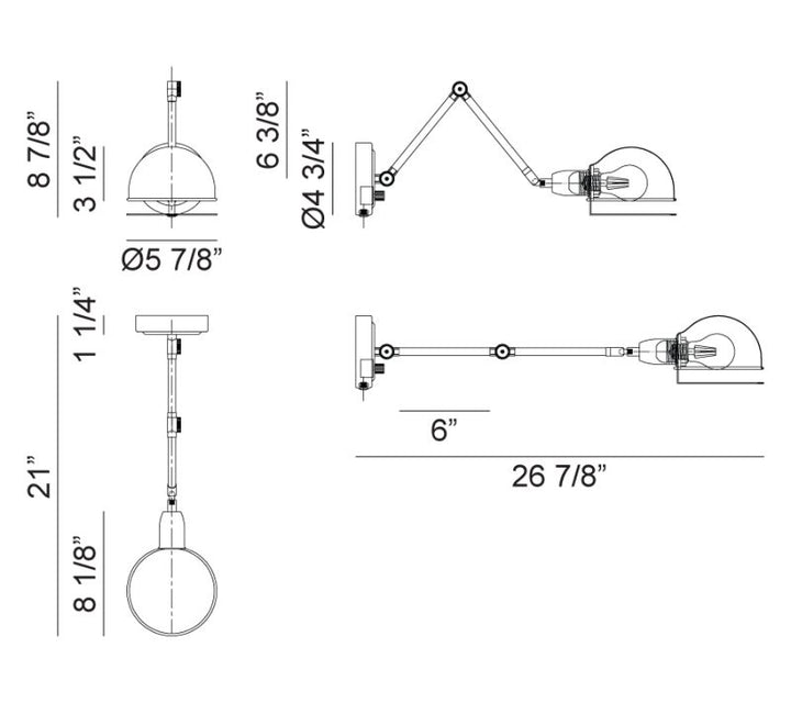 Steel Frame with Adjustable Arm and Head Two Tone Wall Sconce