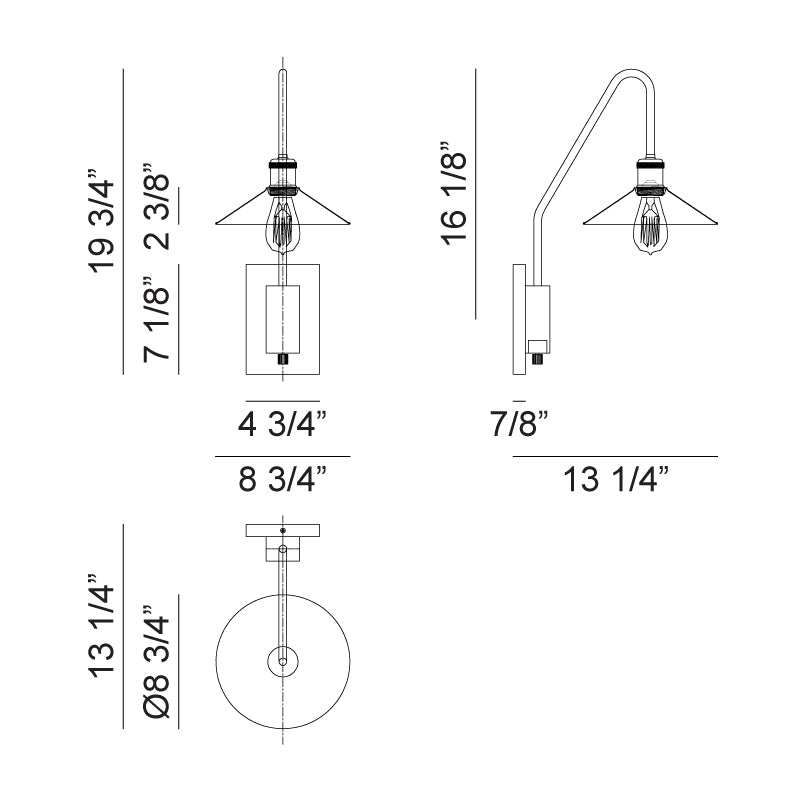 Steel Frame Curve Arm Wall Sconce