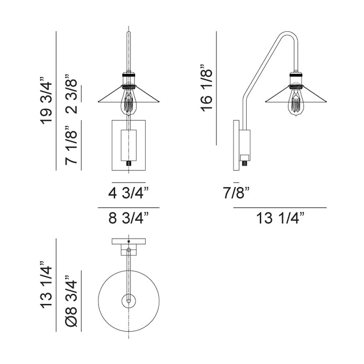 Steel Frame Curve Arm Wall Sconce
