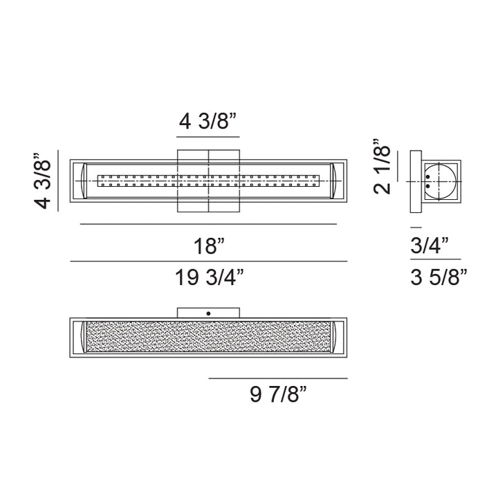 LED Steel Frame with White Glass Diffuser Vanity Light