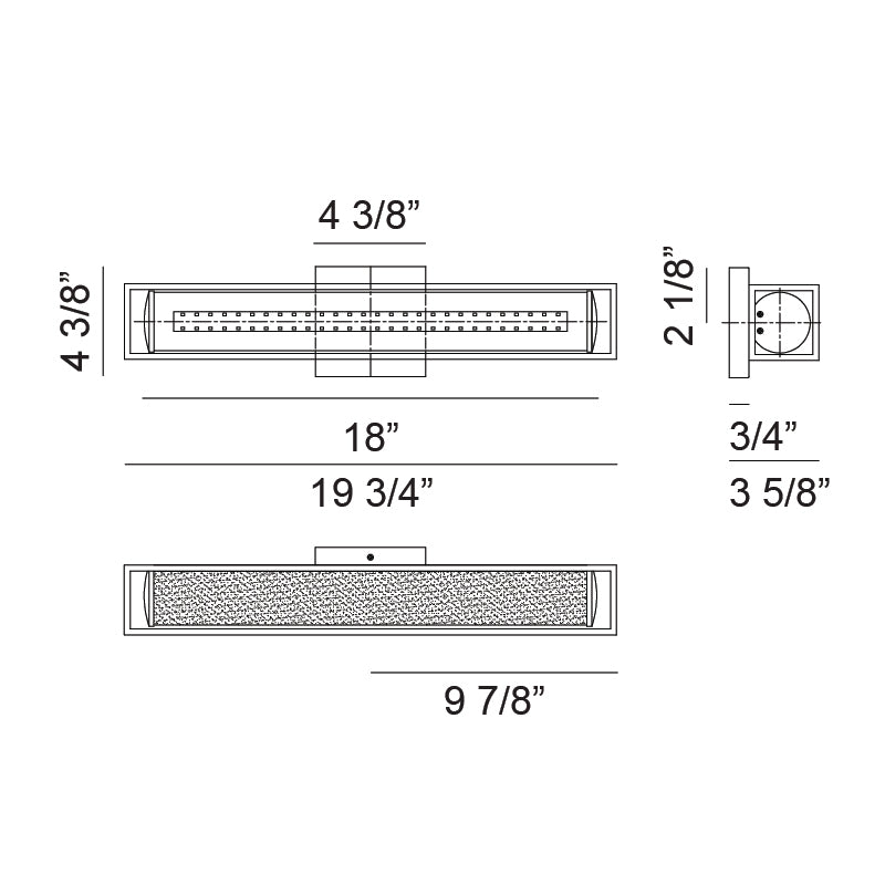 LED Steel Frame with White Glass Diffuser Vanity Light