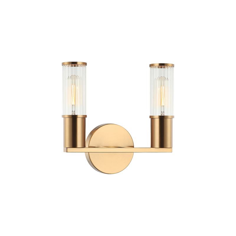 Steel Frame with Ribbed Clear Glass Vanity Light