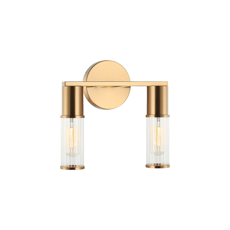 Steel Frame with Ribbed Clear Glass Vanity Light