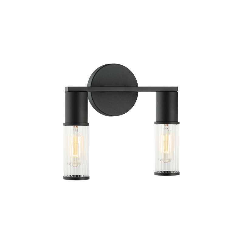 Steel Frame with Ribbed Clear Glass Vanity Light