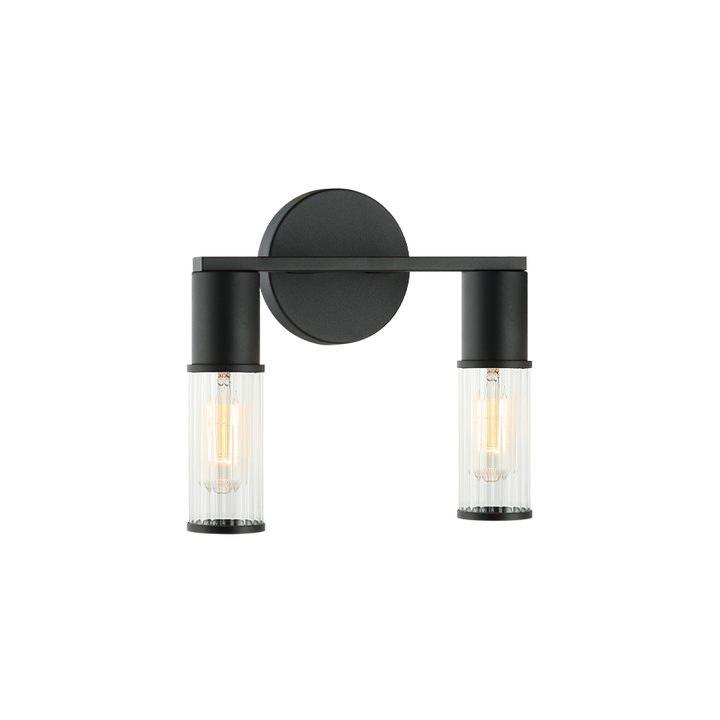Steel Frame with Ribbed Clear Glass Vanity Light