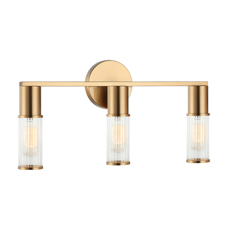 Steel Frame with Ribbed Clear Glass Vanity Light
