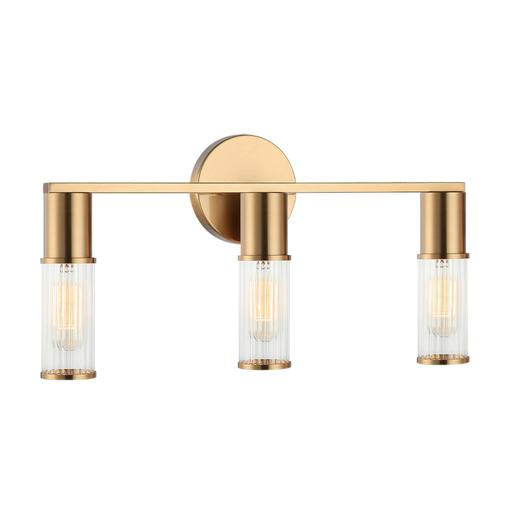 Steel Frame with Ribbed Clear Glass Vanity Light