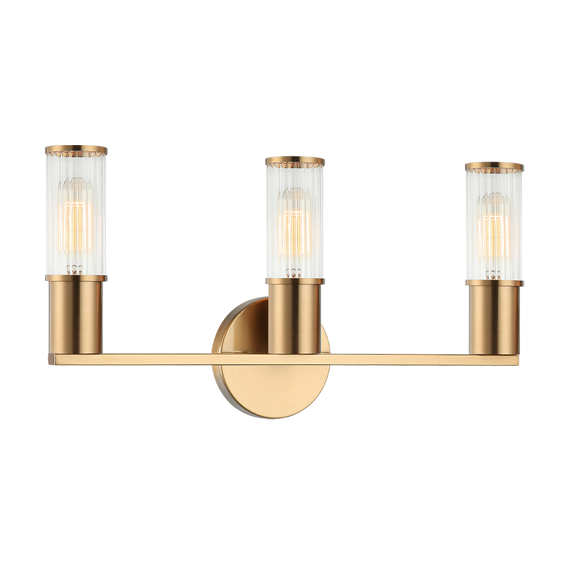 Steel Frame with Ribbed Clear Glass Vanity Light