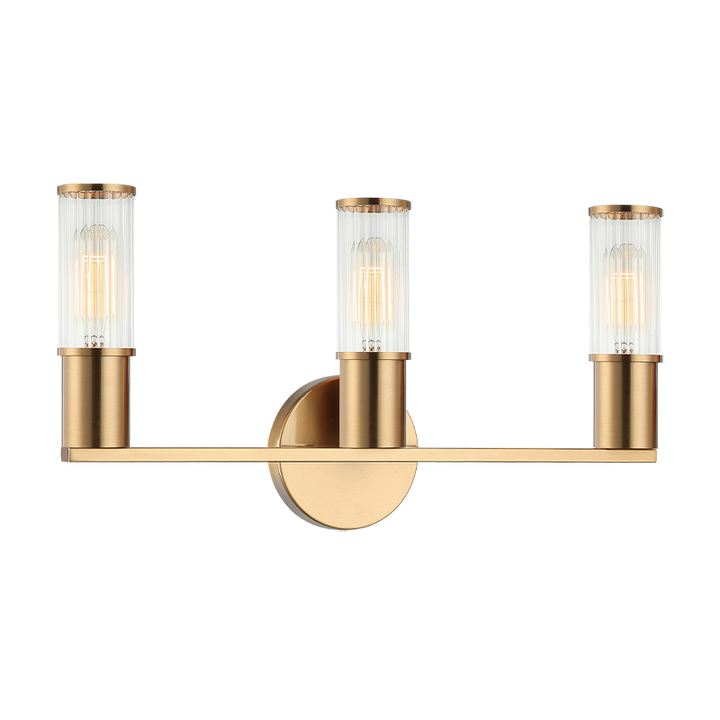 Steel Frame with Ribbed Clear Glass Vanity Light
