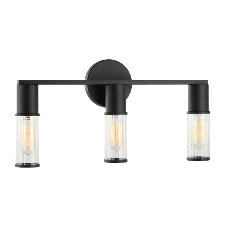 Steel Frame with Ribbed Clear Glass Vanity Light
