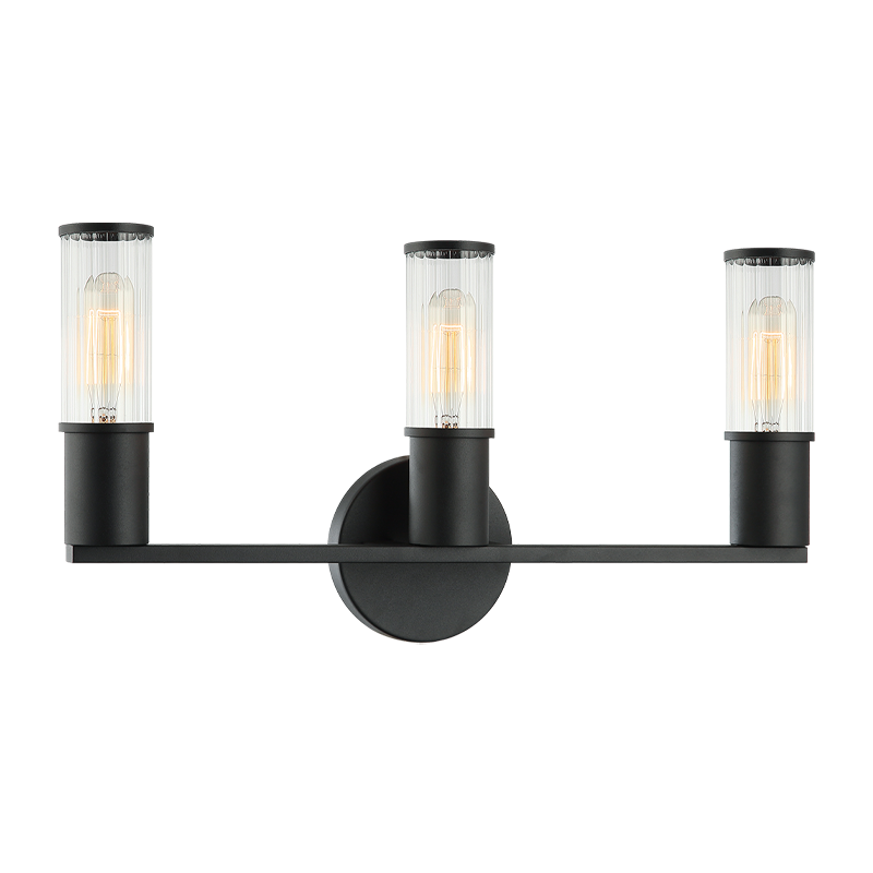 Steel Frame with Ribbed Clear Glass Vanity Light