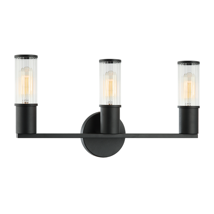 Steel Frame with Ribbed Clear Glass Vanity Light