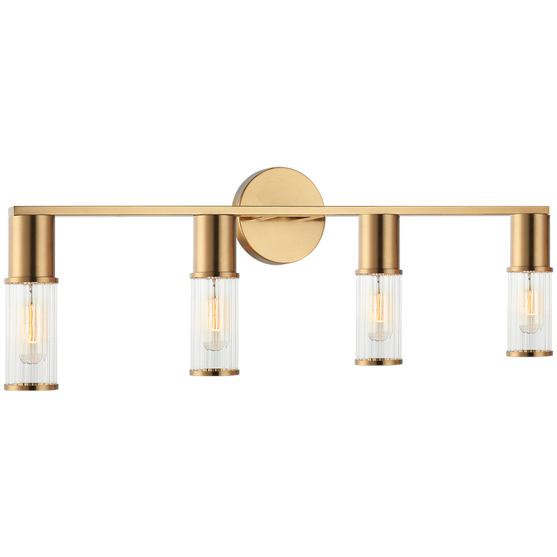 Steel Frame with Ribbed Clear Glass Vanity Light