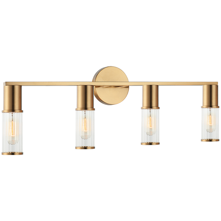 Steel Frame with Ribbed Clear Glass Vanity Light