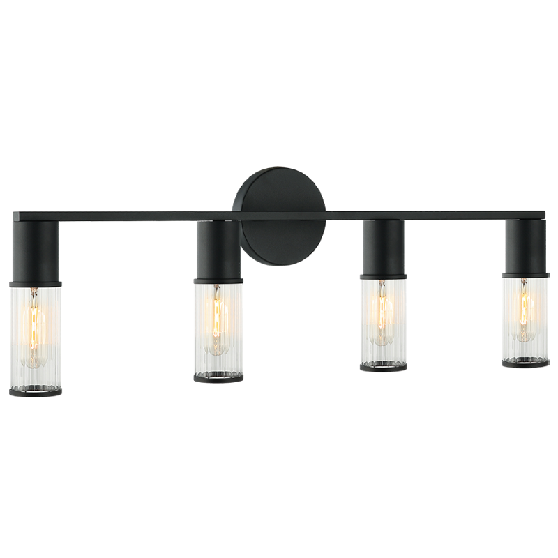 Steel Frame with Ribbed Clear Glass Vanity Light