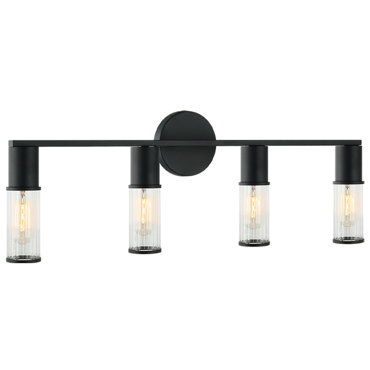 Steel Frame with Ribbed Clear Glass Vanity Light