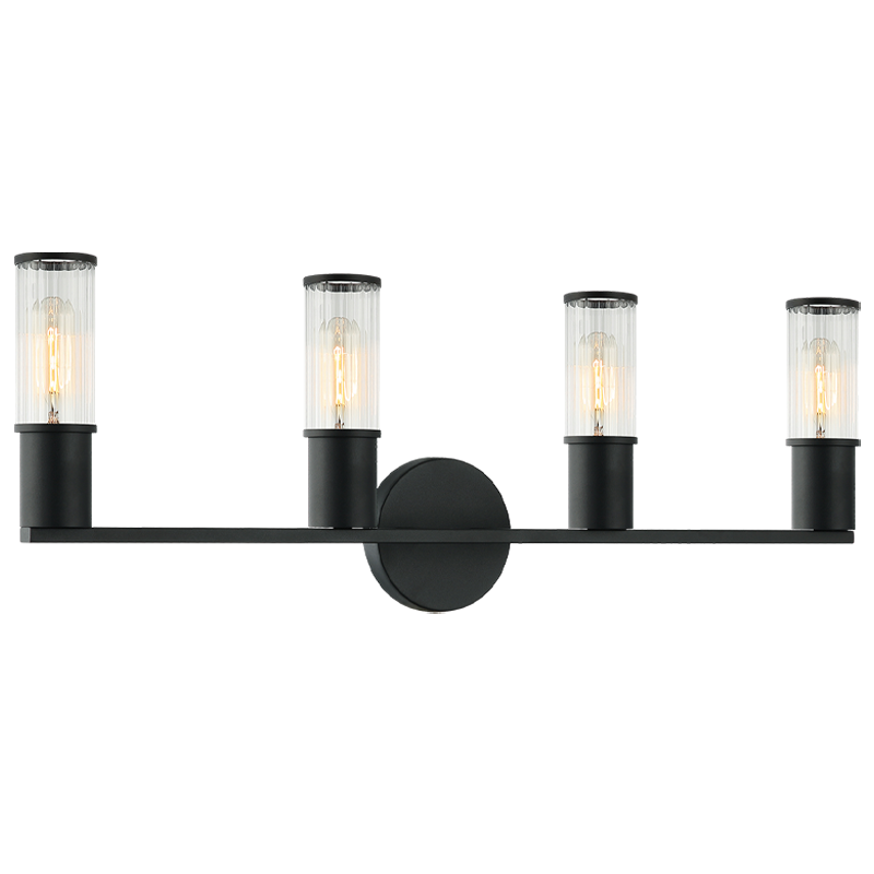 Steel Frame with Ribbed Clear Glass Vanity Light
