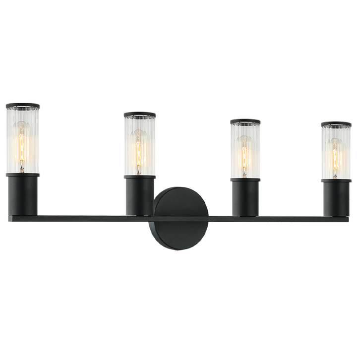 Steel Frame with Ribbed Clear Glass Vanity Light