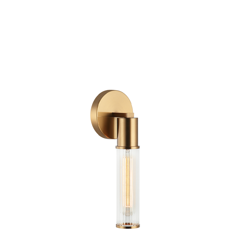 Steel Frame with Ribbed Clear Glass Wall Sconce