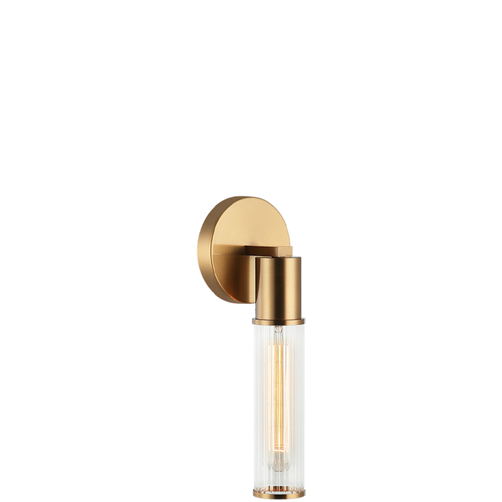 Steel Frame with Ribbed Clear Glass Wall Sconce