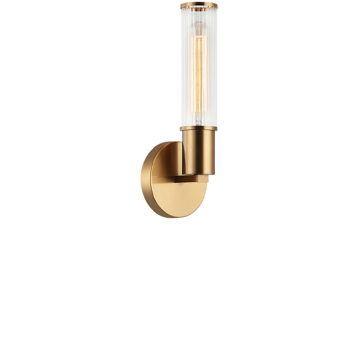 Steel Frame with Ribbed Clear Glass Wall Sconce
