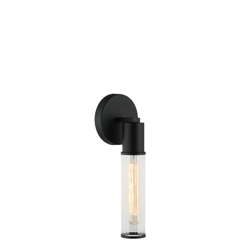 Steel Frame with Ribbed Clear Glass Wall Sconce