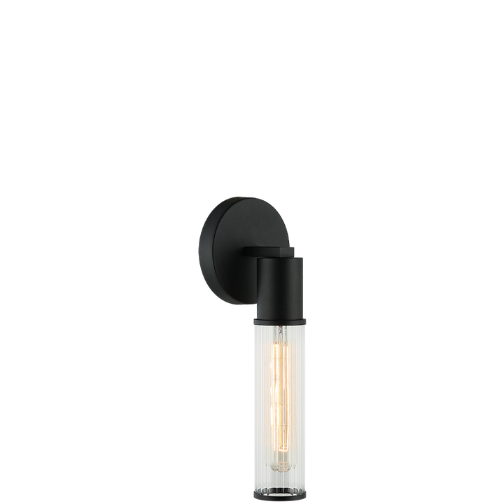 Steel Frame with Ribbed Clear Glass Wall Sconce