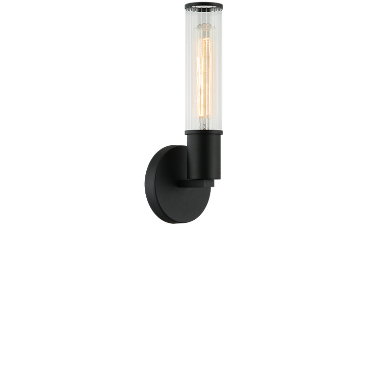 Steel Frame with Ribbed Clear Glass Wall Sconce