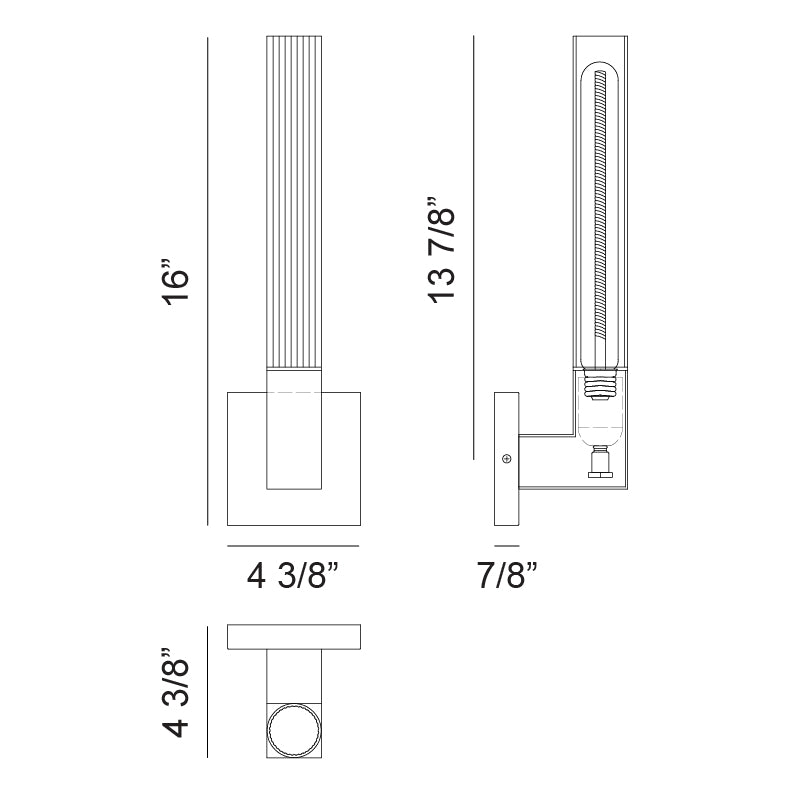 Steel Frame with Ribbed Clear Glass Shade Wall Sconce