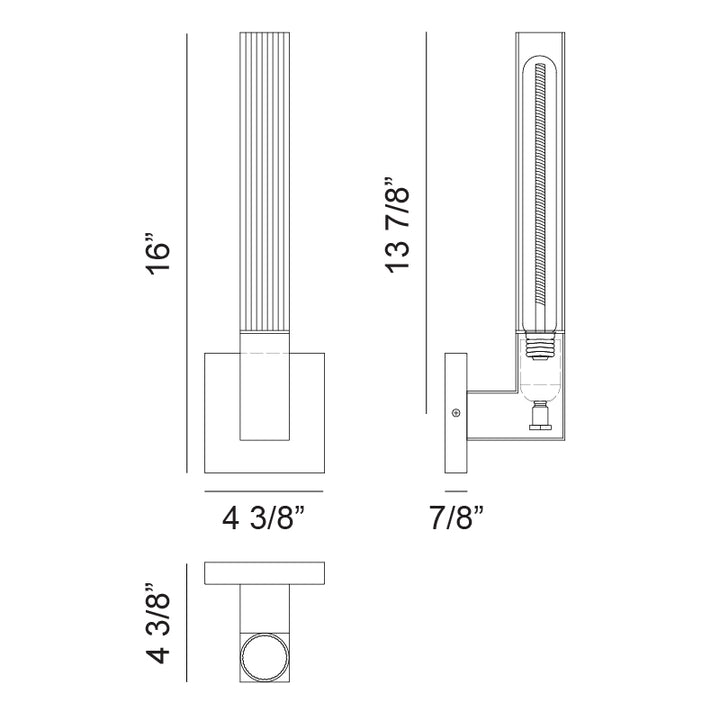 Steel Frame with Ribbed Clear Glass Shade Wall Sconce