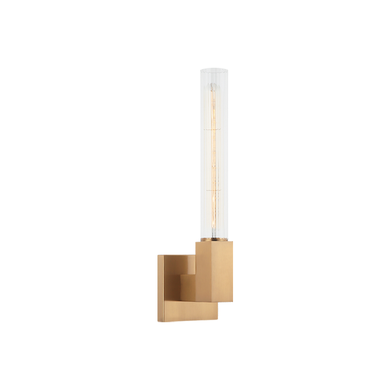 Steel Frame with Ribbed Clear Glass Shade Wall Sconce