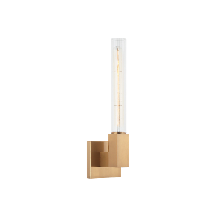 Steel Frame with Ribbed Clear Glass Shade Wall Sconce
