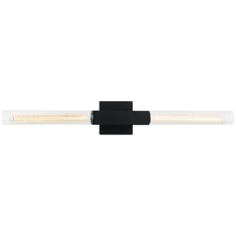 Steel Frame with Ribbed Clear Glass Shade Vanity Light
