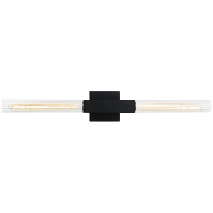 Steel Frame with Ribbed Clear Glass Shade Vanity Light