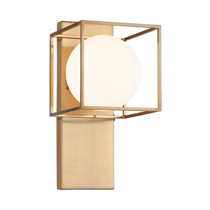 Steel Frame with Frosted Glass Globe Diffuser Wall Sconce