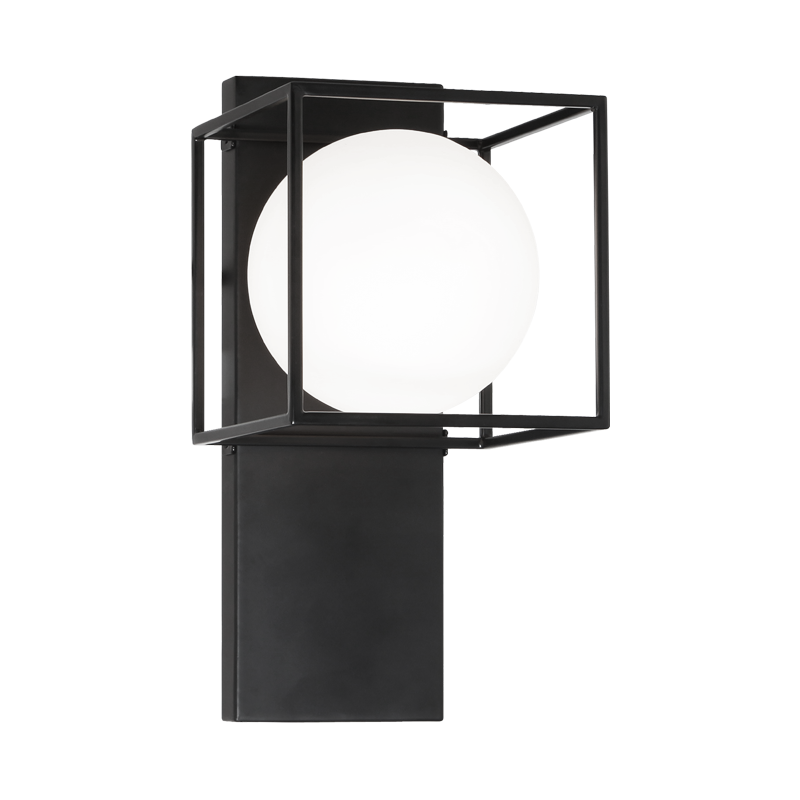 Steel Frame with Frosted Glass Globe Diffuser Wall Sconce