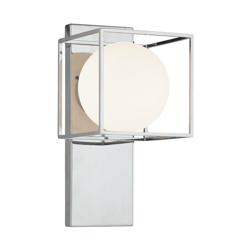 Steel Frame with Frosted Glass Globe Diffuser Wall Sconce