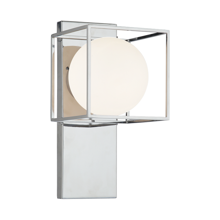 Steel Frame with Frosted Glass Globe Diffuser Wall Sconce