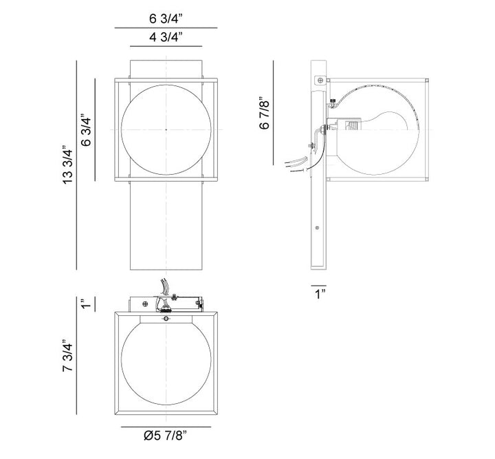 Steel Frame with Frosted Glass Globe Diffuser Wall Sconce