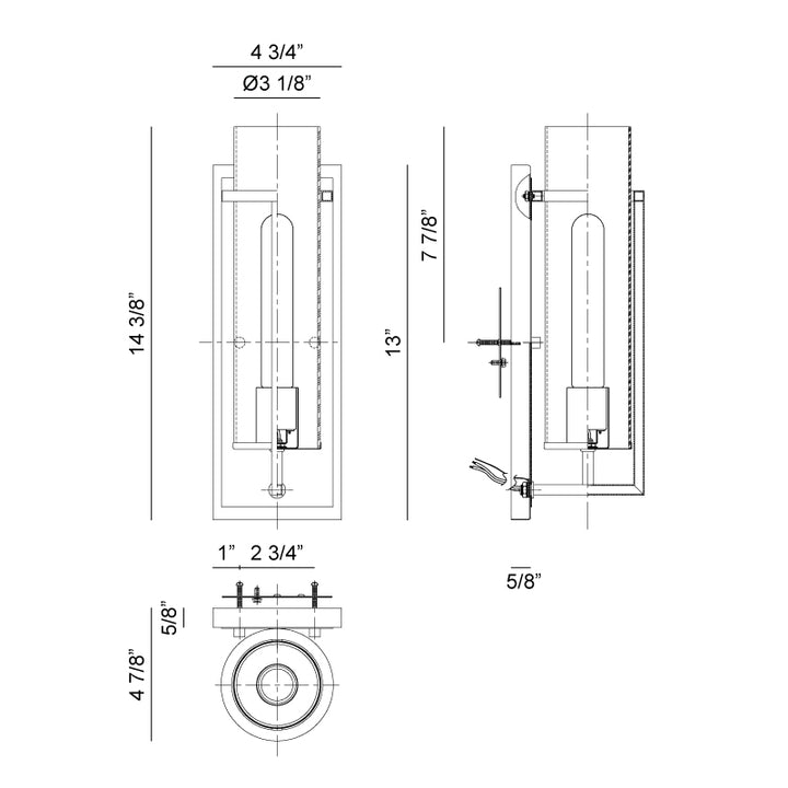 Steel Frame with Clear Cylindrical Glass Shade Wall Sconce