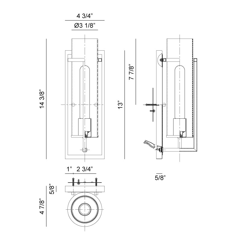 Steel Frame with Clear Cylindrical Glass Shade Wall Sconce