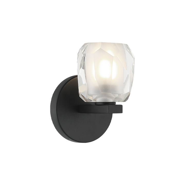 Steel Frame with Clear Diamond Cut Crystal Shade Wall Sconce