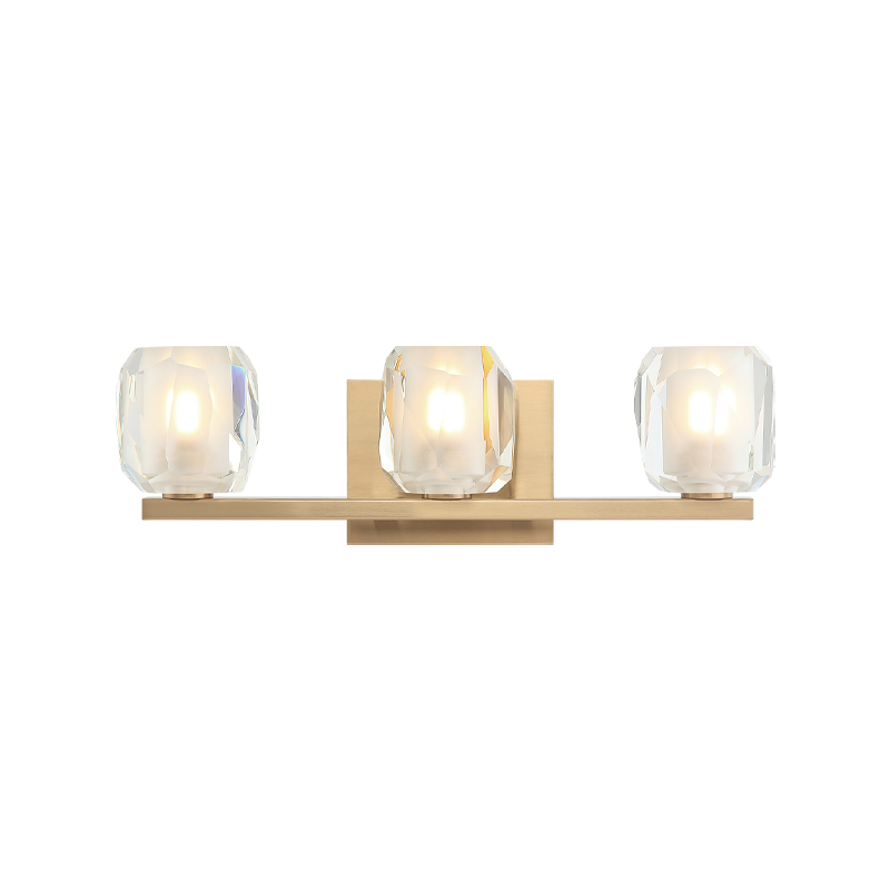 Steel Frame with Clear Diamond Cut Crystal Shade Vanity Light