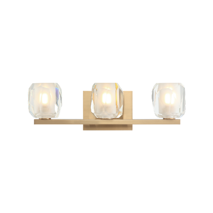Steel Frame with Clear Diamond Cut Crystal Shade Vanity Light