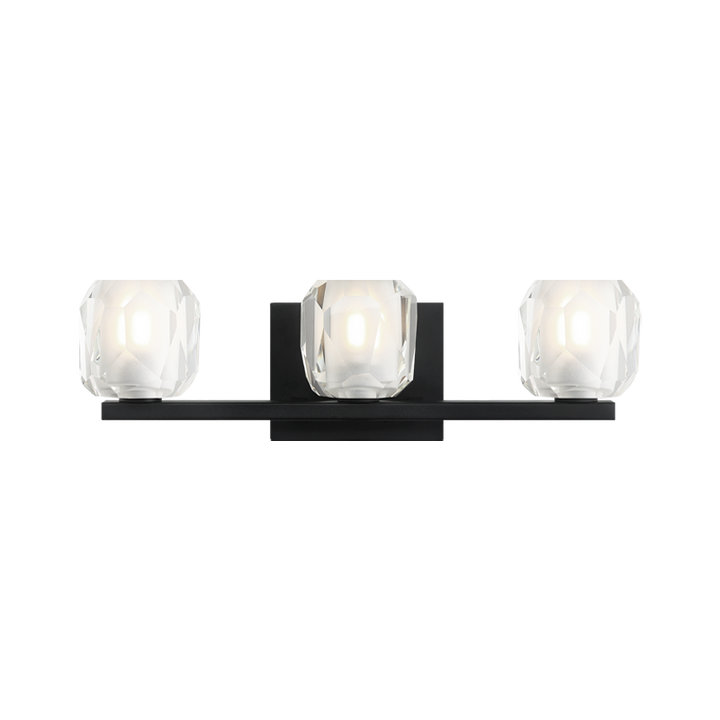 Steel Frame with Clear Diamond Cut Crystal Shade Vanity Light