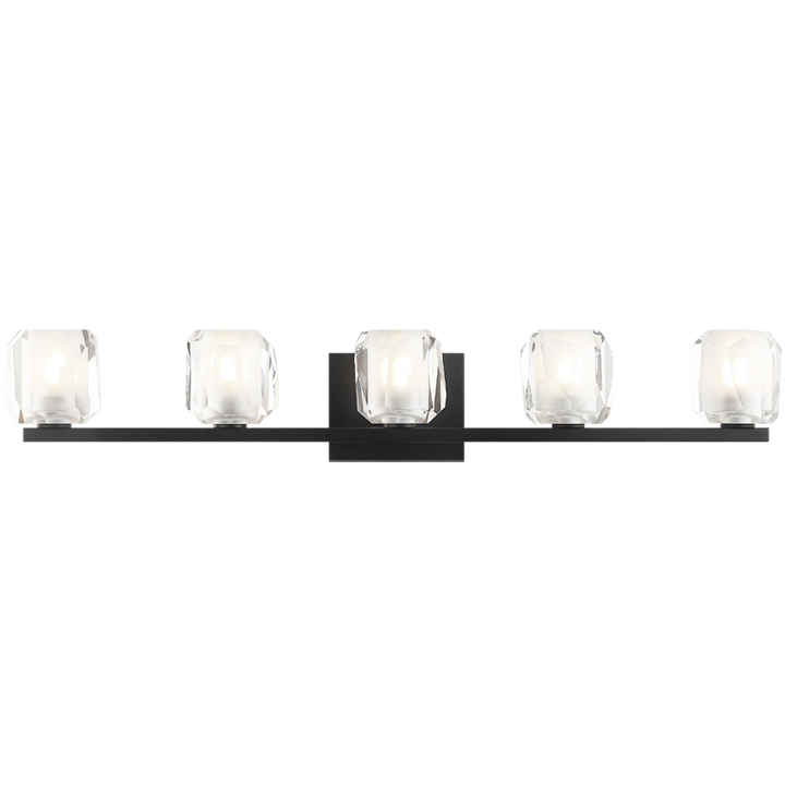 Steel Frame with Clear Diamond Cut Crystal Shade Vanity Light
