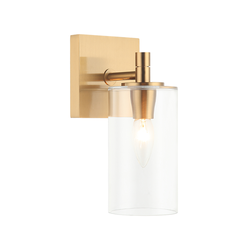 Steel Frame with Cylindrical Glass Shade Wall Sconce