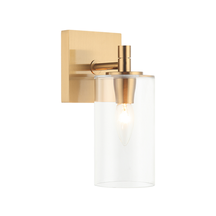 Steel Frame with Cylindrical Glass Shade Wall Sconce